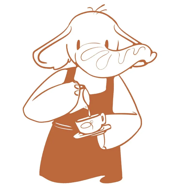 La elefanta barista de Vibranza en terracota